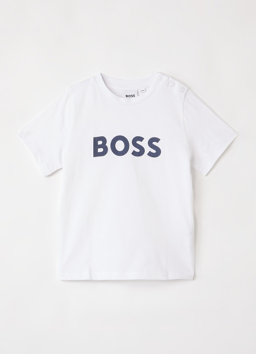 BOSS T-shirt met logoprint - voorkant wit