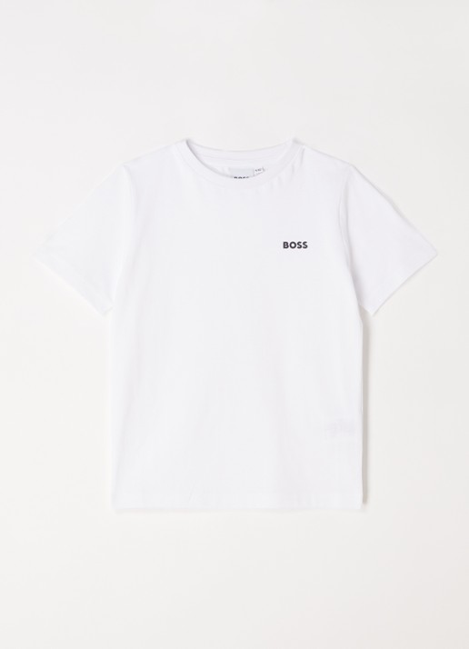 BOSS T-shirt met logoprint - voorkant wit