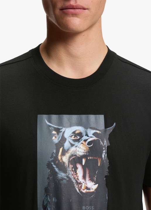 BOSS T-shirt met print - detail 5 zwart