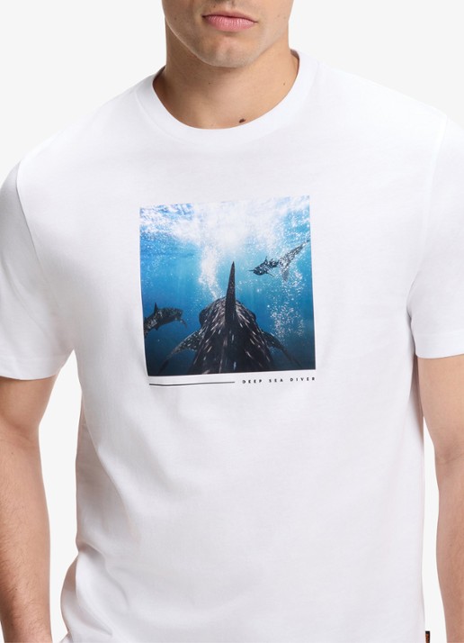 BOSS T-shirt met print  - detail 5 natural-101 / wit