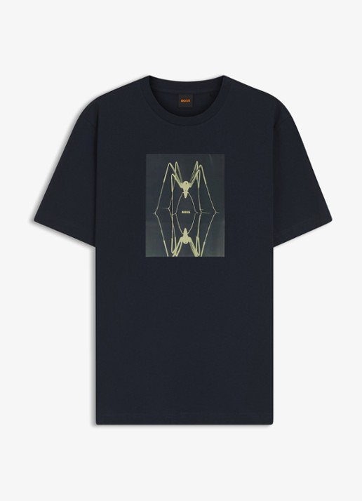 BOSS T-shirt met print  - voorkant 4 dark blue-404 / blauw