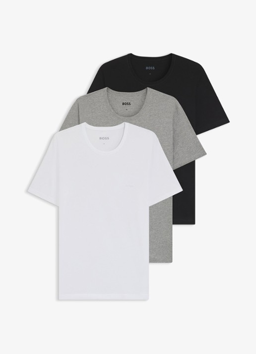 BOSS T-shirt met ronde hals in 3-pack - voorkant grijsmele