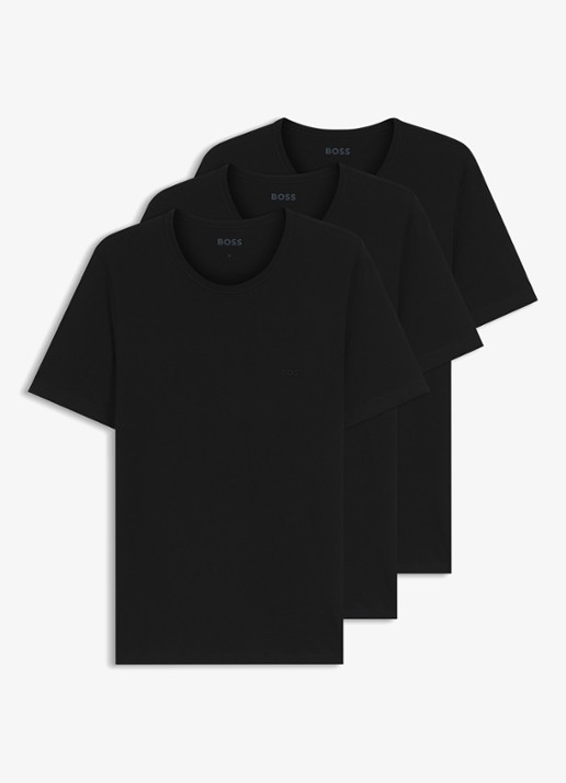 BOSS T-shirt met ronde hals in 3-pack - voorkant zwart
