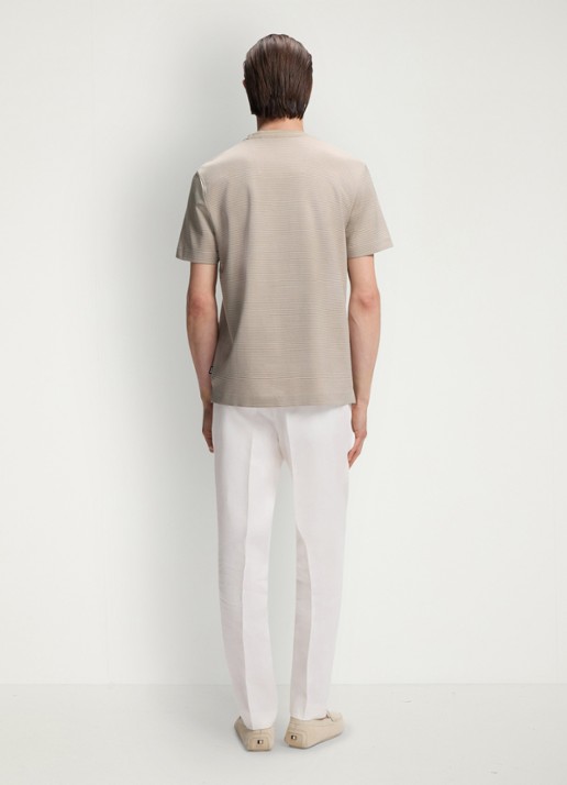 BOSS T-shirt met streepprint en ronde hals - achterkant beige