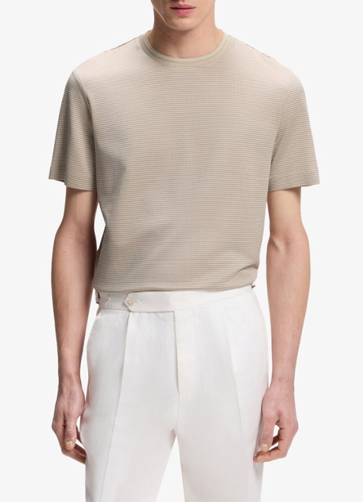BOSS T-shirt met streepprint en ronde hals