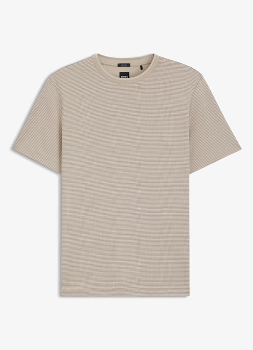 BOSS T-shirt met streepprint en ronde hals - voorkant 4 beige