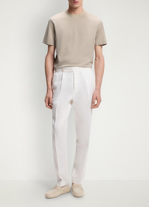 BOSS T-shirt met streepprint en ronde hals - voorkant 5 beige