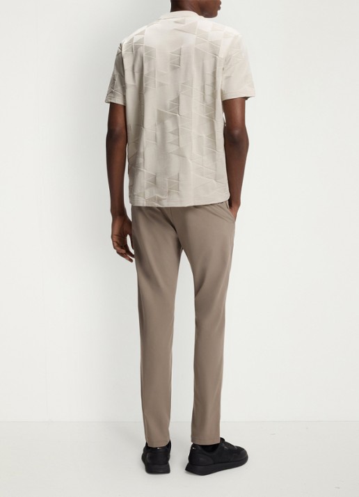 BOSS T-shirt met structuur - achterkant 4 beige
