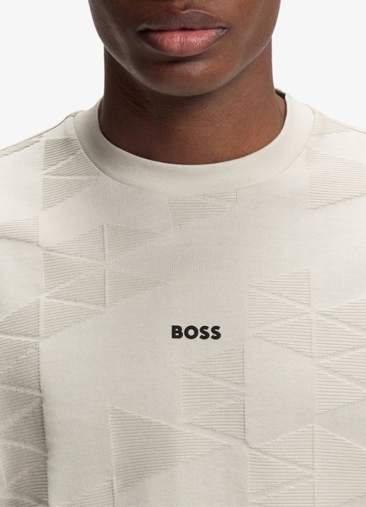 BOSS T-shirt met structuur - detail 3 beige
