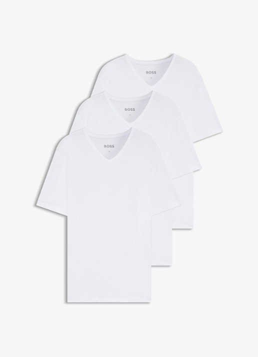 BOSS T-shirt met V-hals in 3-pack - voorkant wit