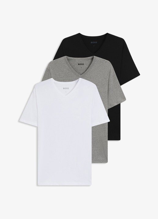 BOSS T-shirt met V-hals in 3-pack - voorkant grijsmele