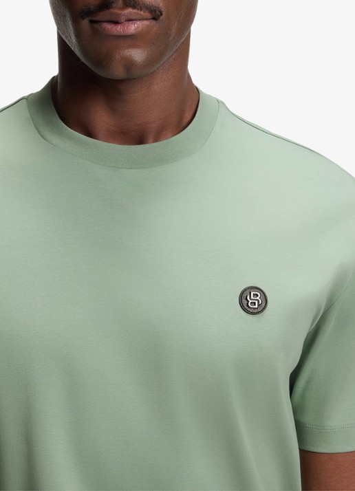 BOSS T-shirt van gemerceriseerde katoen met Double B-monogram - detail 2 open green-373 / groen