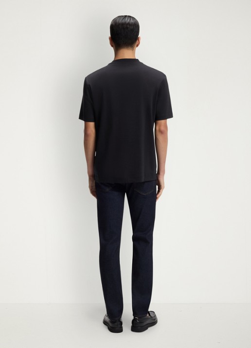 BOSS T-shirt van gemerceriseerde katoen met Double B-monogram - achterkant 3 dark blue-404 / blauw