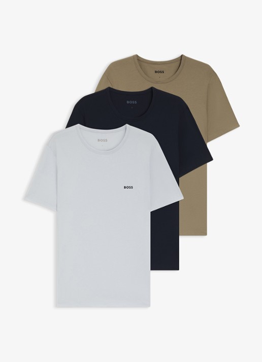 BOSS T-shirt van katoen in 3-pack - voorkant donkerblauw