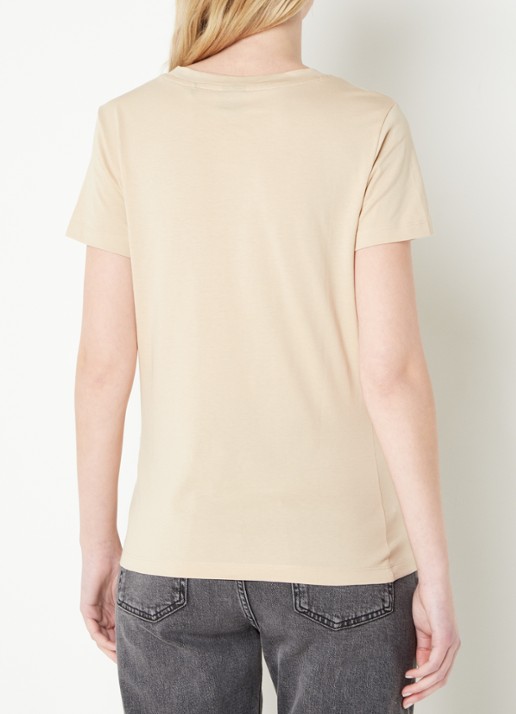 BOSS T-shirt van katoenen jersey met logodetail - achterkant 3 medium beige-269 / beige