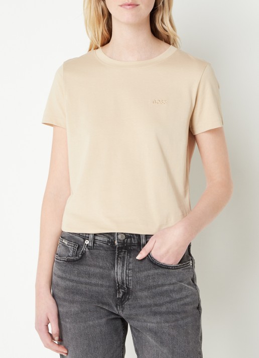 BOSS T-shirt van katoenen jersey met logodetail - detail 4 medium beige-269 / beige