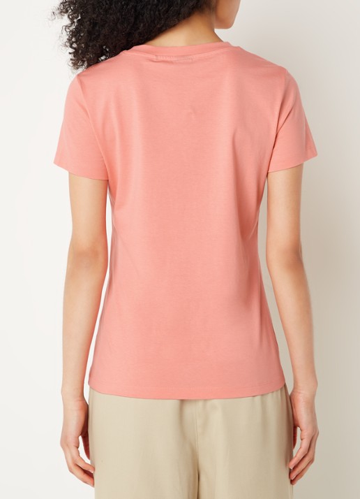 BOSS T-shirt van katoenen jersey met logodetail - achterkant light /pastel pink-689 / roze