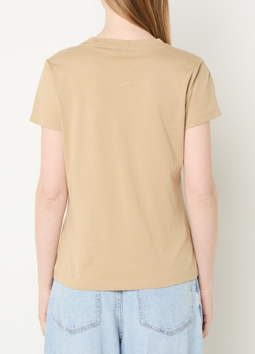 BOSS T-shirt van katoenen jersey met logodetail - achterkant 4 rust /copper-222 / beige