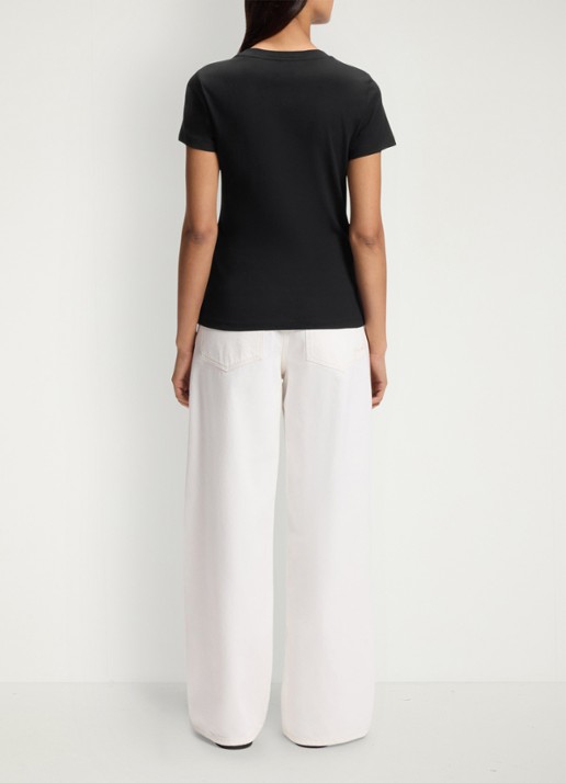 BOSS T-shirt van katoenen jersey met logodetail - achterkant black-001 / zwart