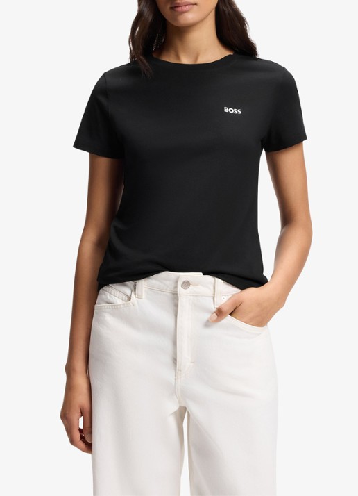 BOSS T-shirt van katoenen jersey met logodetail - detail 2 black-001 / zwart