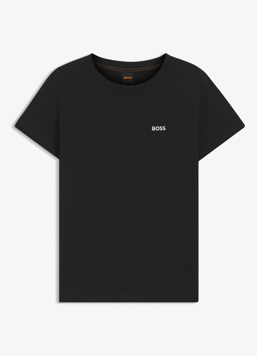 BOSS T-shirt van katoenen jersey met logodetail - voorkant 4 black-001 / zwart