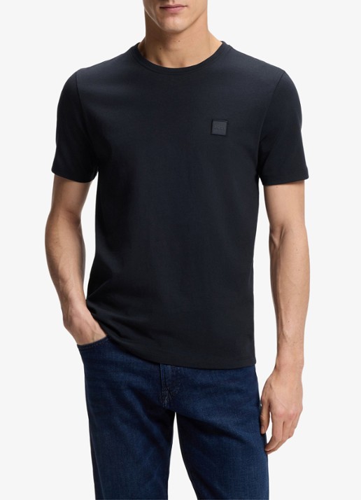 BOSS T-shirt van katoenen jersey met logopatch