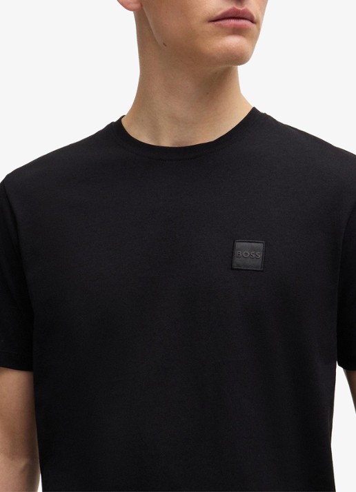 BOSS T-shirt van katoenen jersey met logopatch - detail 5 zwart