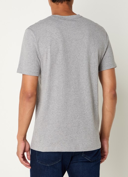 BOSS T-shirt van katoenen jersey met logopatch - achterkant grijsmele