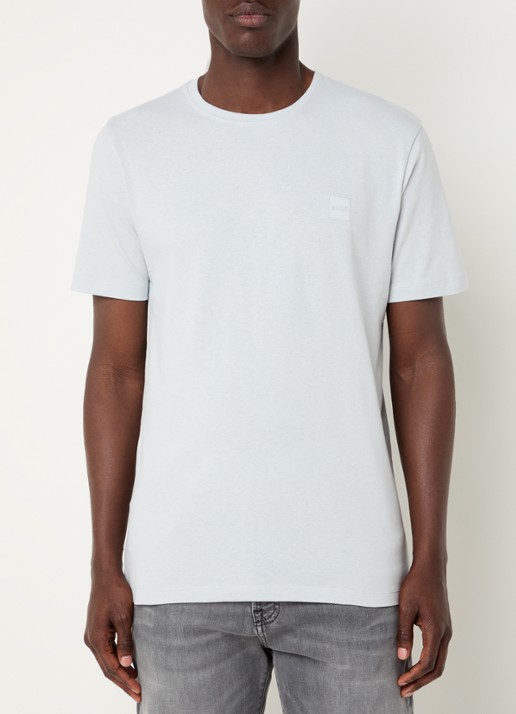 BOSS T-shirt van katoenen jersey met logopatch - detail 6 grijs
