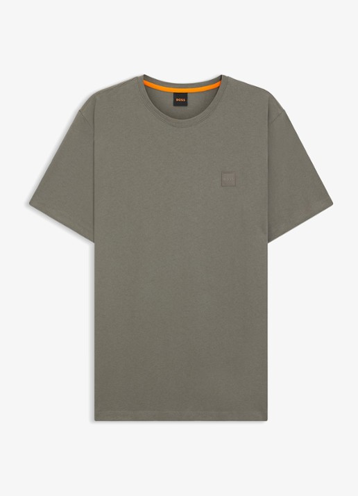 BOSS T-shirt van katoenen jersey met logopatch - voorkant open grey-076