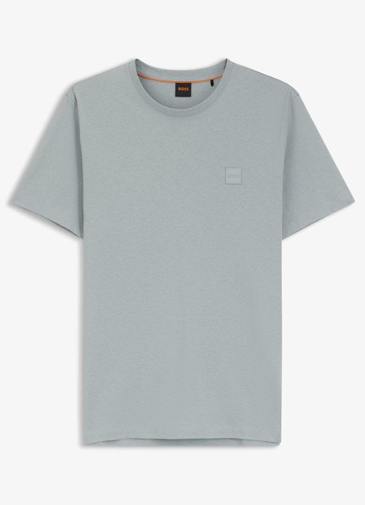 BOSS T-shirt van katoenen jersey met logopatch - voorkant 4 open grey-084 - lichtgrijs