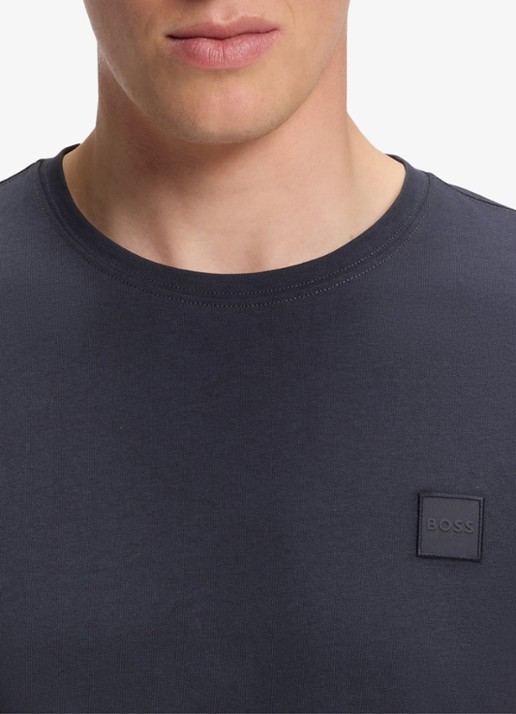 BOSS T-shirt van katoenen jersey met logopatch - detail 4 dark blue-406 / donkerblauw