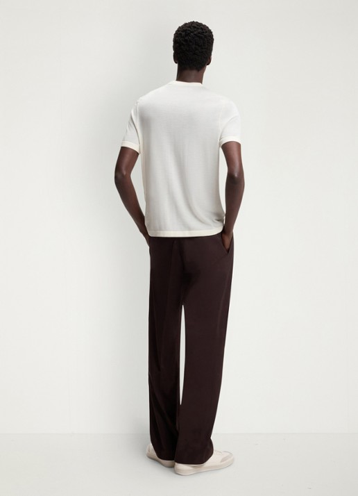 BOSS T-shirt van scheerwol en ronde hals - achterkant natural-105 / wit