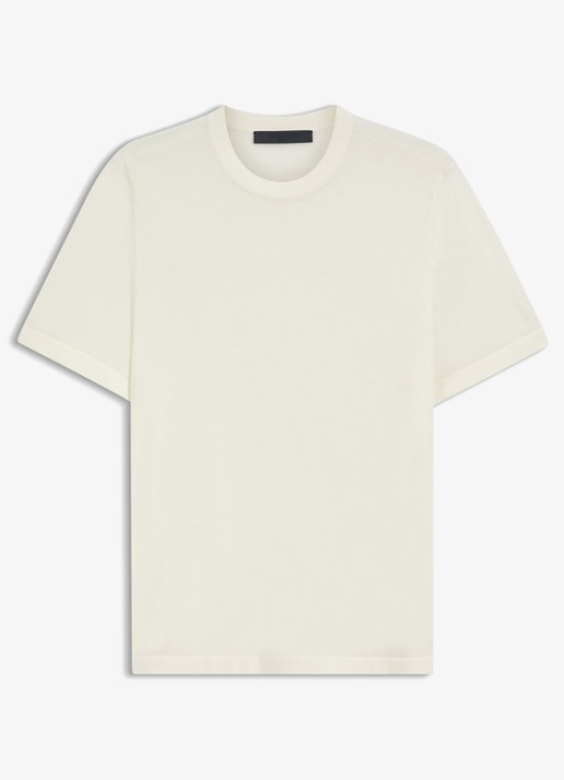 BOSS T-shirt van scheerwol en ronde hals - voorkant 2 natural-105 / wit