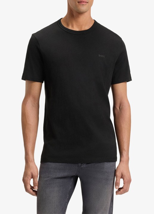 BOSS T-shirt van slubkatoen met logodetail - detail 6 zwart