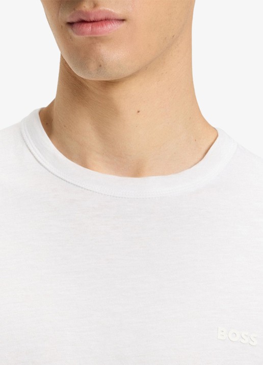 BOSS T-shirt van slubkatoen met logodetail - detail 5 wit