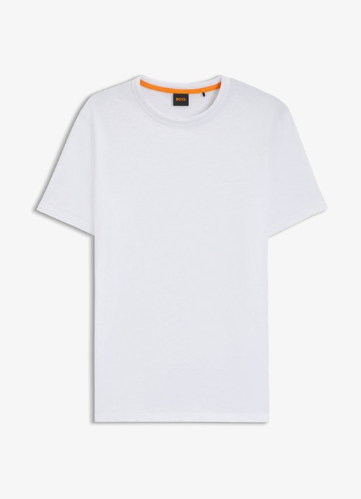 BOSS T-shirt van slubkatoen met logodetail - voorkant wit