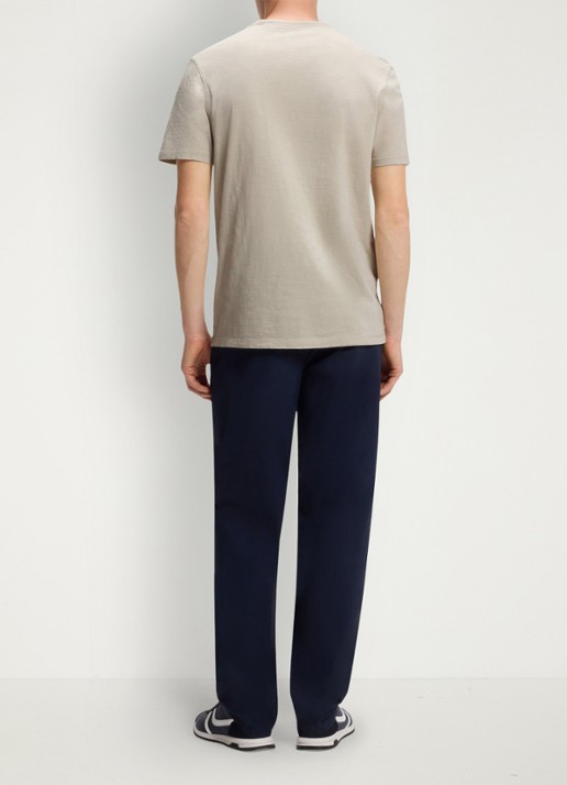 BOSS T-shirt van slubkatoen met logodetail - achterkant donkerbeige