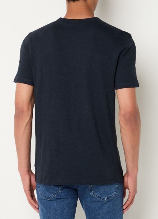 BOSS T-shirt van slubkatoen met logodetail - achterkant 8 donkerblauw