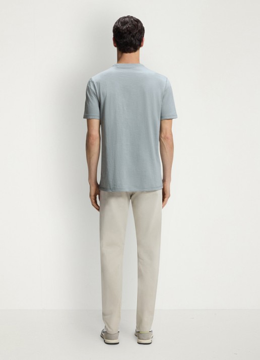 BOSS T-shirt van slubkatoen met logodetail - achterkant 3 open grey-084 / grijs