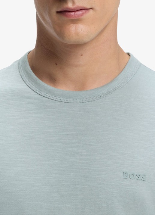 BOSS T-shirt van slubkatoen met logodetail - detail 5 open grey-084 / grijs