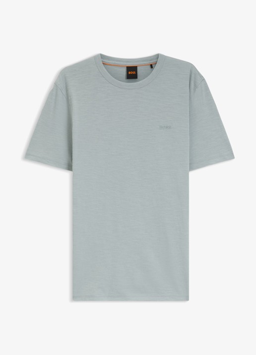 BOSS T-shirt van slubkatoen met logodetail - voorkant open grey-084 / grijs