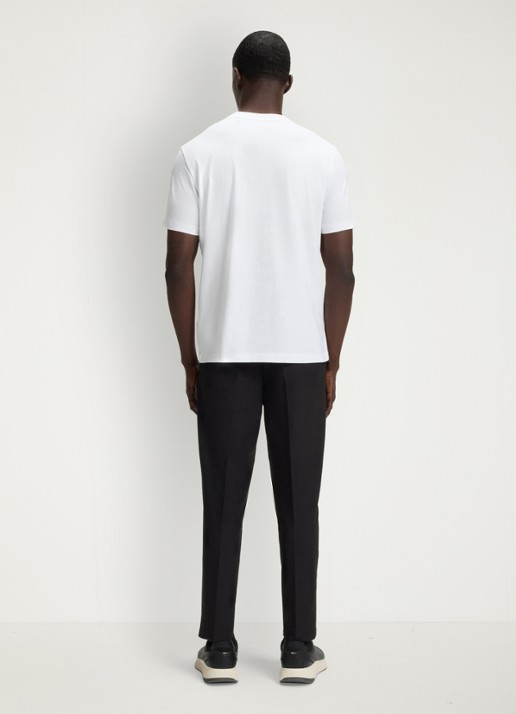 BOSS T-shirt van stretchkatoen met logodetail - achterkant white-100 / wit