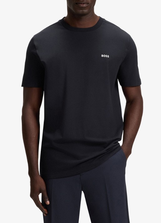 BOSS T-shirt van stretchkatoen met logodetail