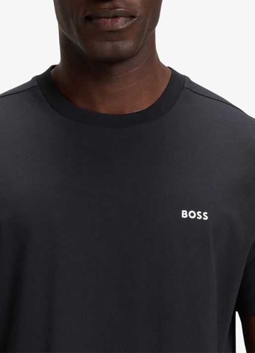 BOSS T-shirt van stretchkatoen met logodetail - detail 6 dark blue-402 / blauw
