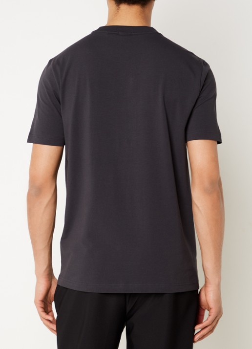 BOSS T-shirt van stretchkatoen met logodetail - achterkant 4 charcoal-016 / grijs