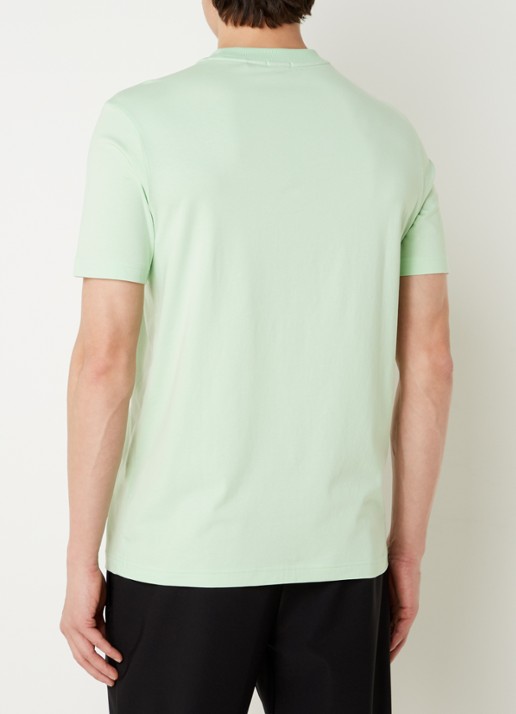 BOSS T-shirt van stretchkatoen met logodetail - achterkant open green-388 / groen