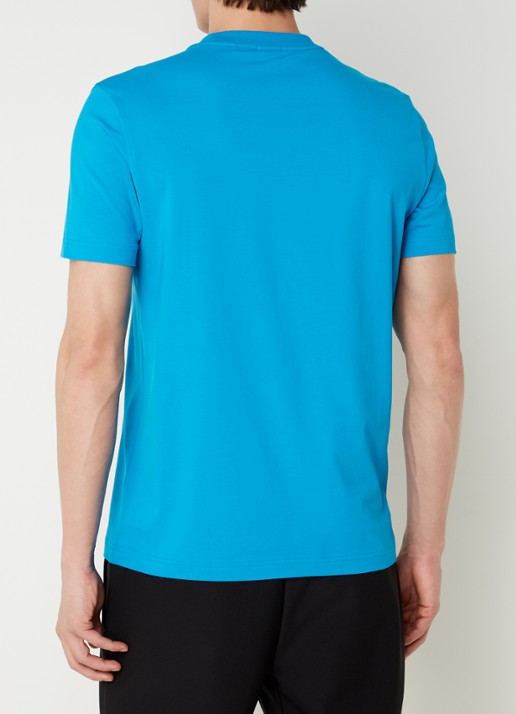 BOSS T-shirt van stretchkatoen met logodetail - achterkant turquoise/aqua-442 / blauw