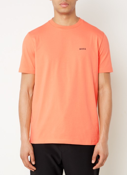 BOSS T-shirt van stretchkatoen met logodetail - detail open red-649 / rood