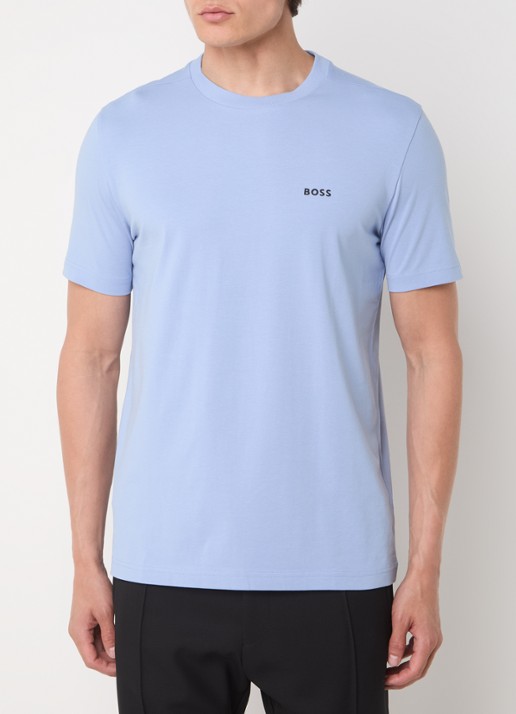 BOSS T-shirt van stretchkatoen met logodetail - detail 3 lichtblauw